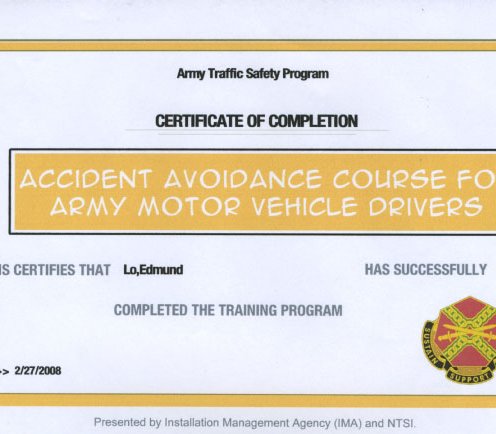 Army accident avoidance course