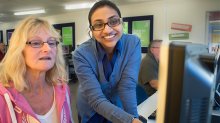 Campus connect image of two women at computers